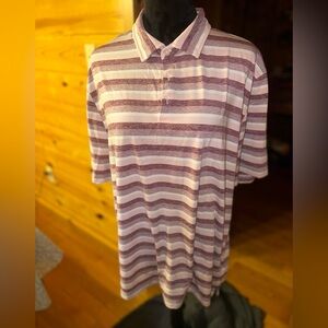 Jos. A. Bank Burgundy and White Striped Polo